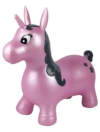 Licorne sauteuse gonflable rose