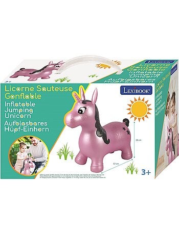 Licorne sauteuse gonflable rose
