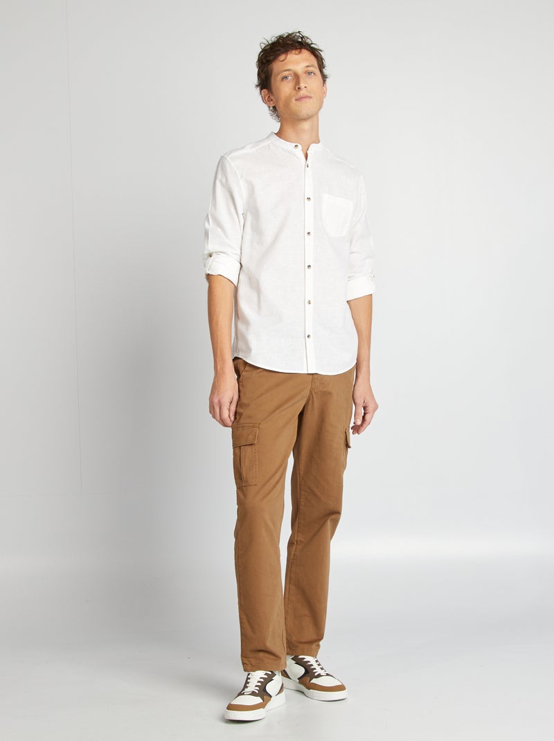 Liinnen overhemd met Maokraag WIT - Kiabi