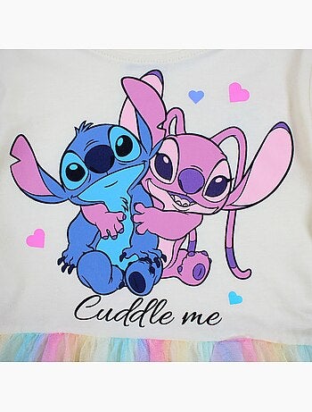 Lilo & stitch - robe imprimée avec jupe en tulle, col rond et manches courtes