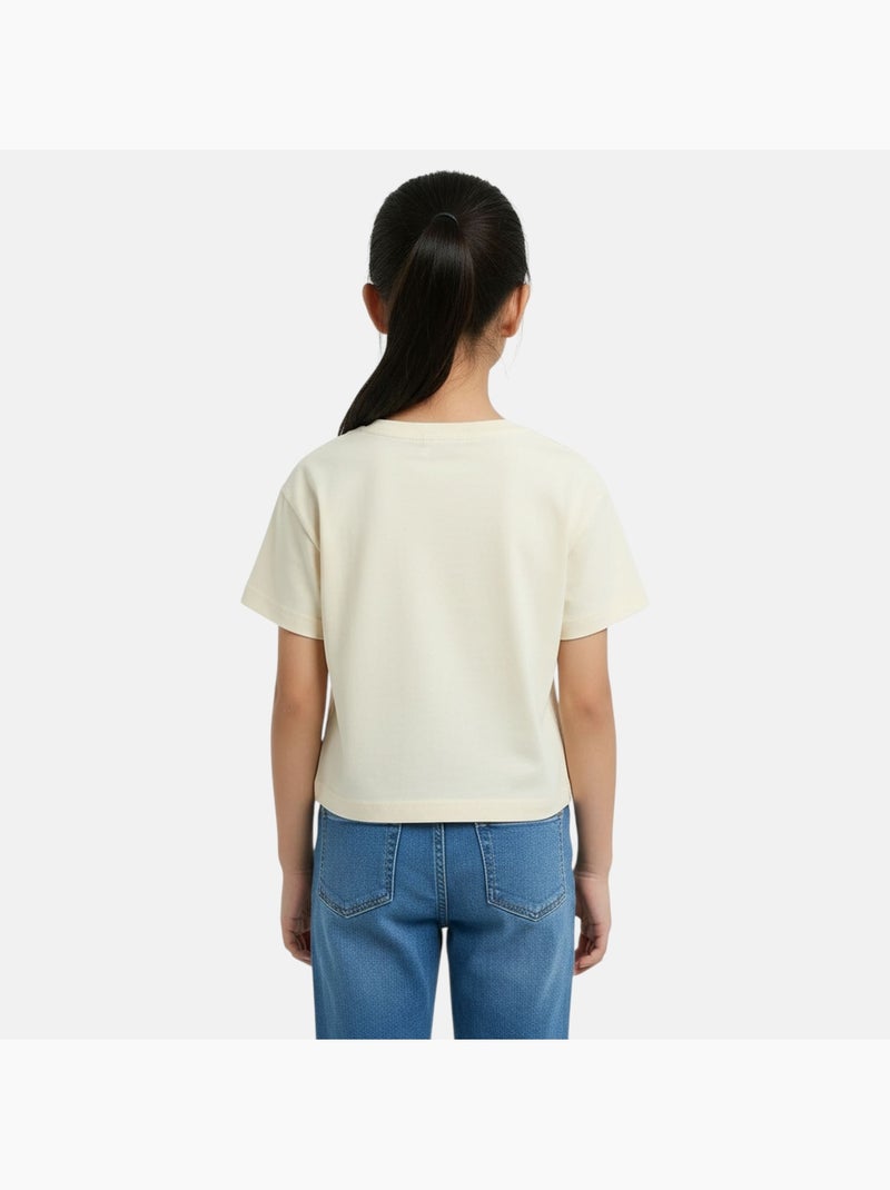 Lilo & Stitch - T-shirt korte mouwen Lilo en Stitch meisje Ecru - Kiabi