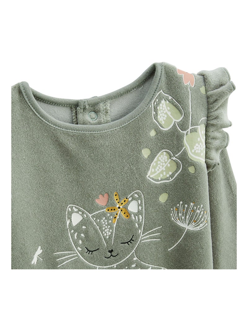 Lily 2-delige velours kinderpyjama Kaki - Kiabi