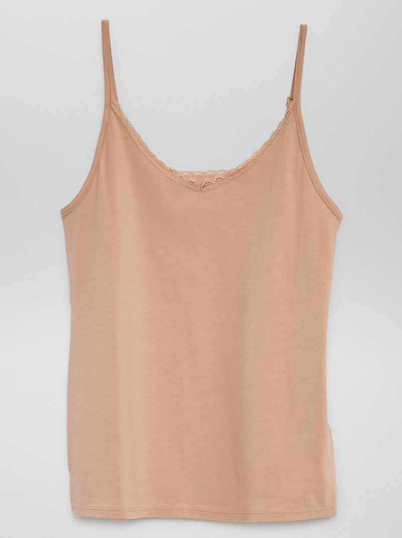 Lingeriehemdje met smalle schouderbandjes BIEGE - Kiabi