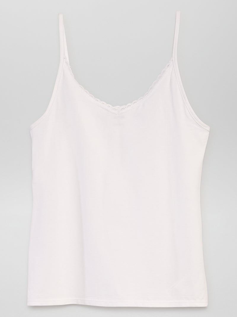 Lingeriehemdje met smalle schouderbandjes WIT - Kiabi