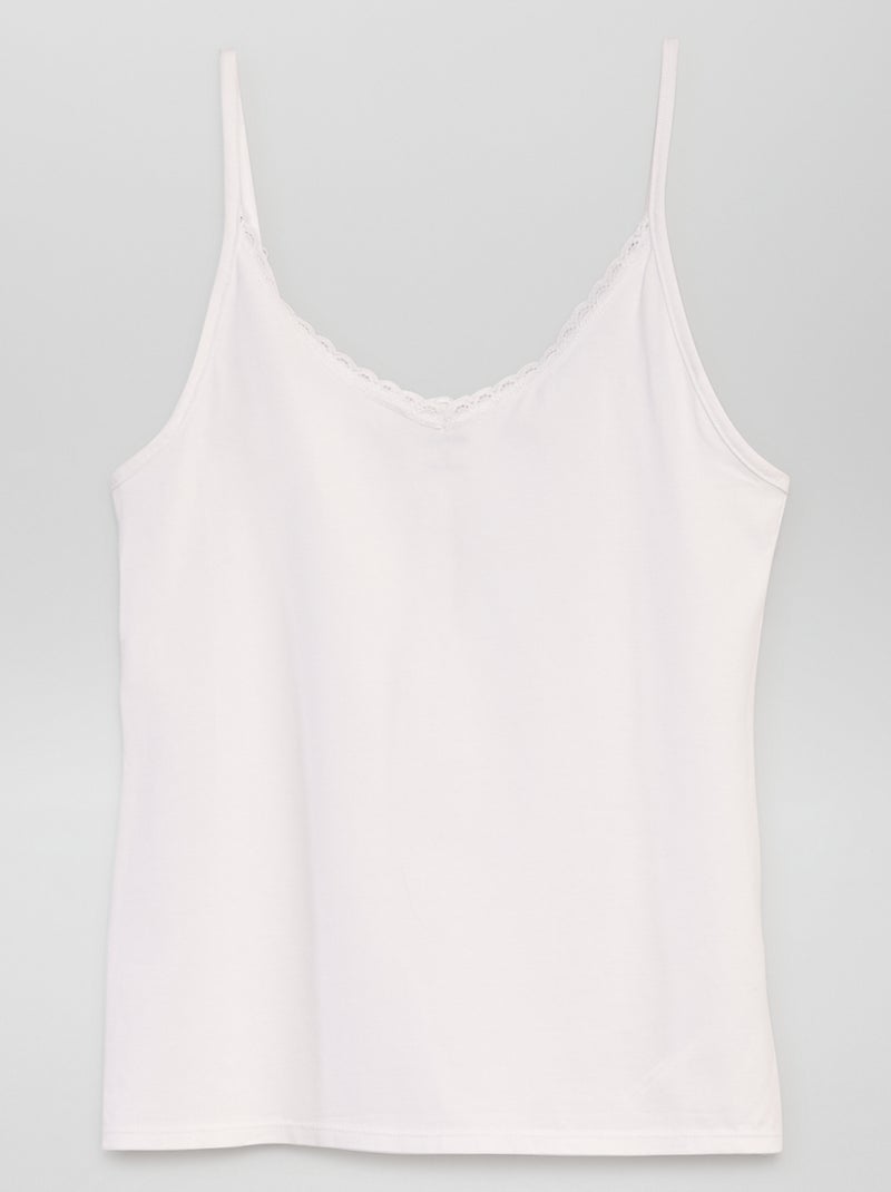 Lingeriehemdje met smalle schouderbandjes WIT - Kiabi