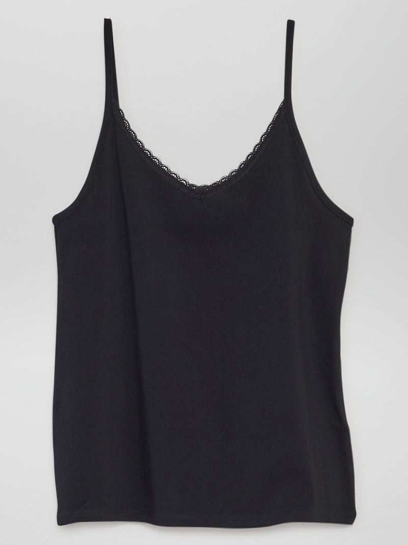 Lingeriehemdje met smalle schouderbandjes ZWART - Kiabi