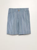 Linnen bermuda - chinomodel BLAUW - Kiabi