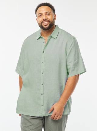Linnen blouse met korte mouw
