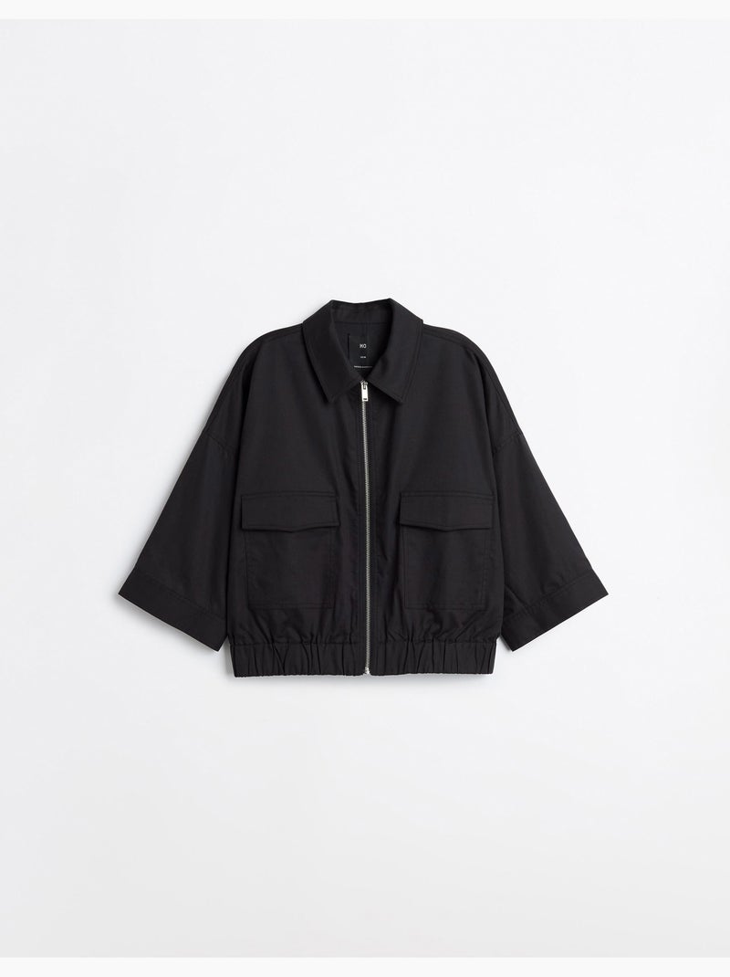 Linnen bomberjas, mo fashion Zwart - Kiabi