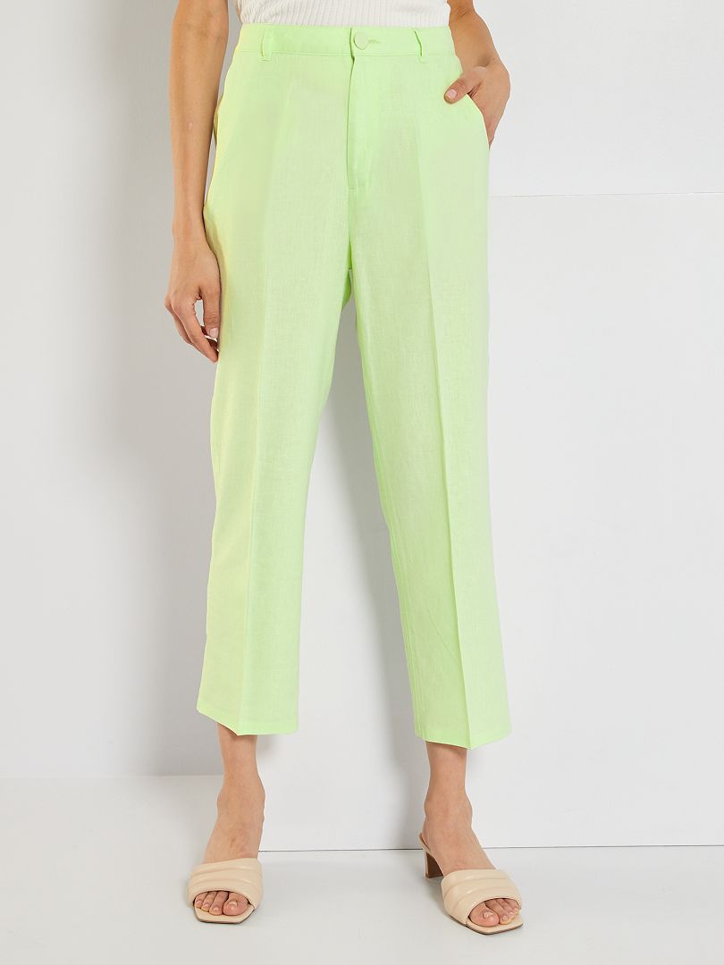 Linnen broek GROEN - Kiabi
