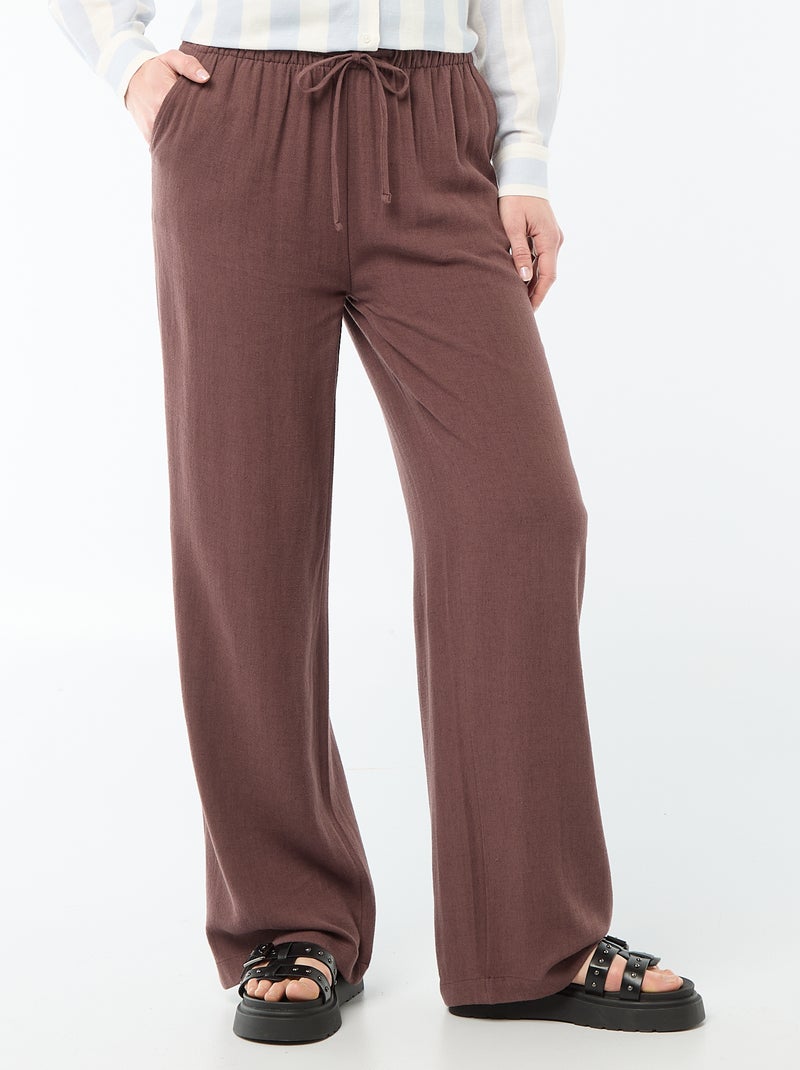 Linnen broek met 2 zakken Bruin - Kiabi