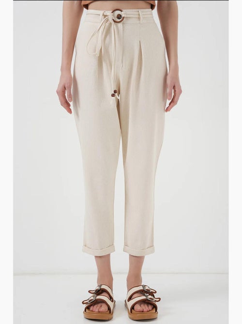 Linnen broek met riem bdart - Kiabi Linnen broek met riem bdart - Kiabi