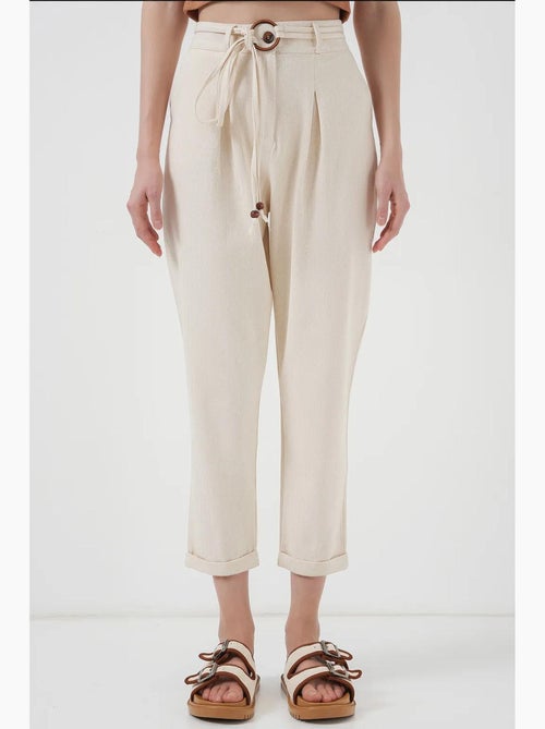 Linnen broek met riem bdart - Kiabi Linnen broek met riem bdart - Kiabi