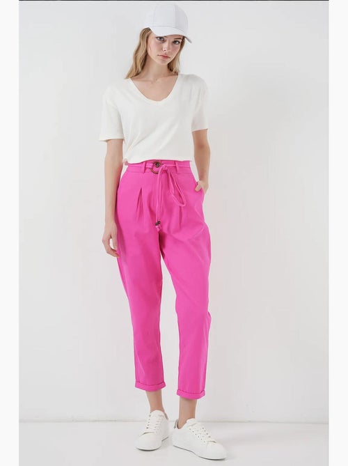 Linnen broek met riem bdart - Kiabi Linnen broek met riem bdart - Kiabi