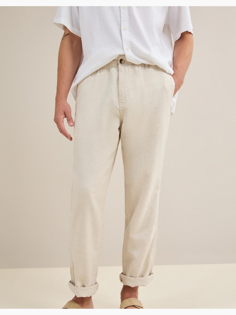 Linnen broek, MO Fashion Beige - Kiabi
