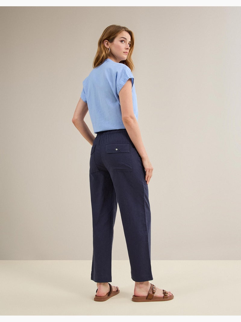 Linnen broek, MO Fashion Blauw - Kiabi