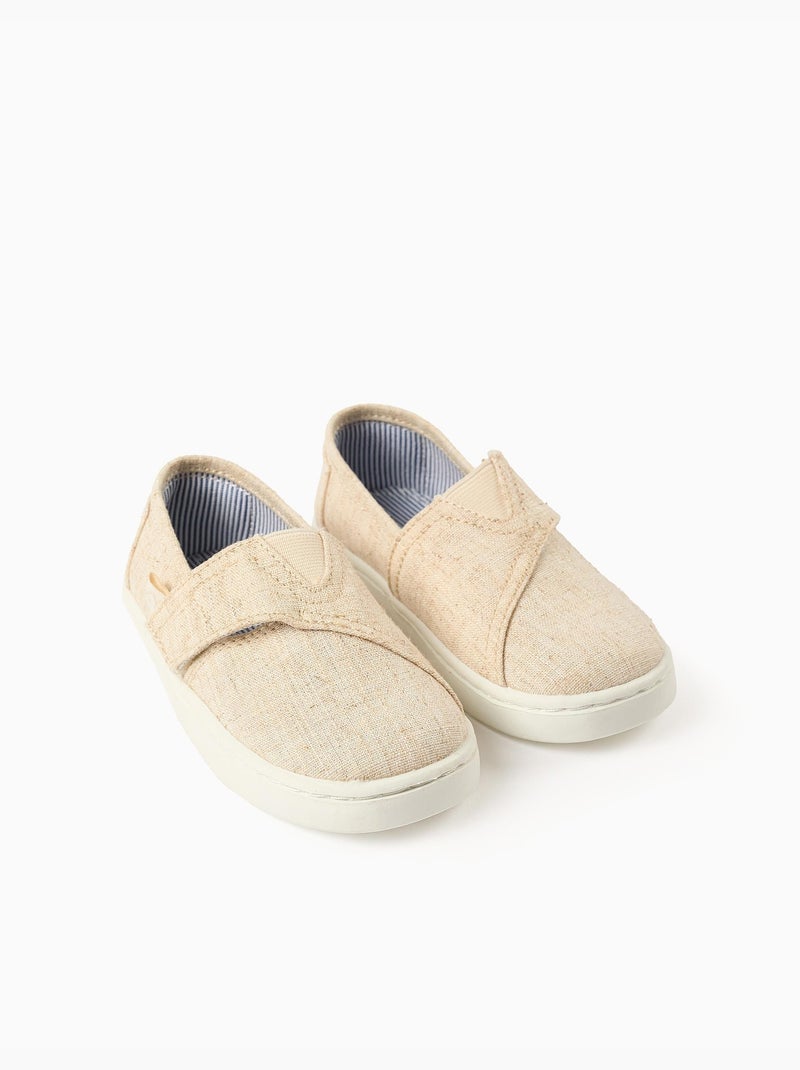 Linnen espadrilles met klittenbandsluiting Beige - Kiabi
