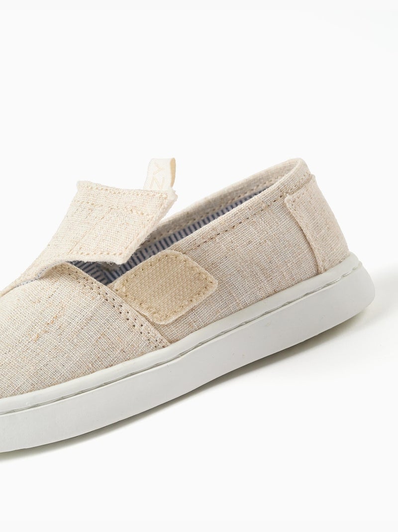 Linnen espadrilles met klittenbandsluiting Beige - Kiabi