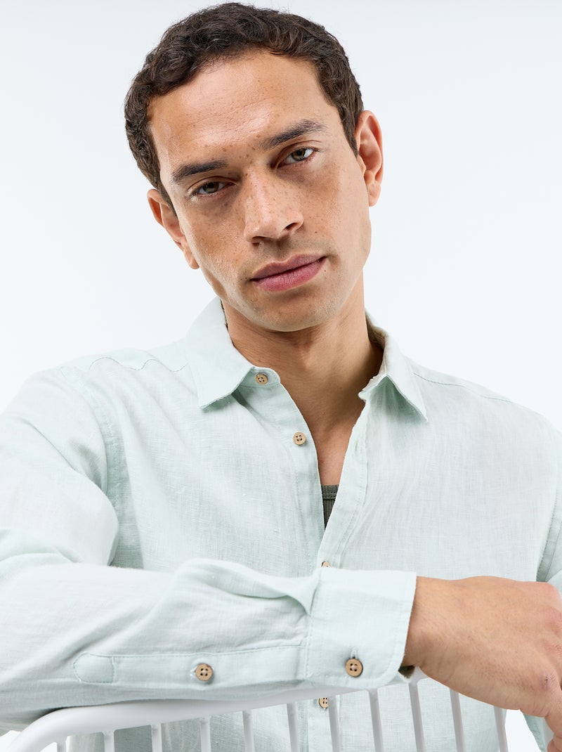 Linnen overhemd Blauw - Kiabi