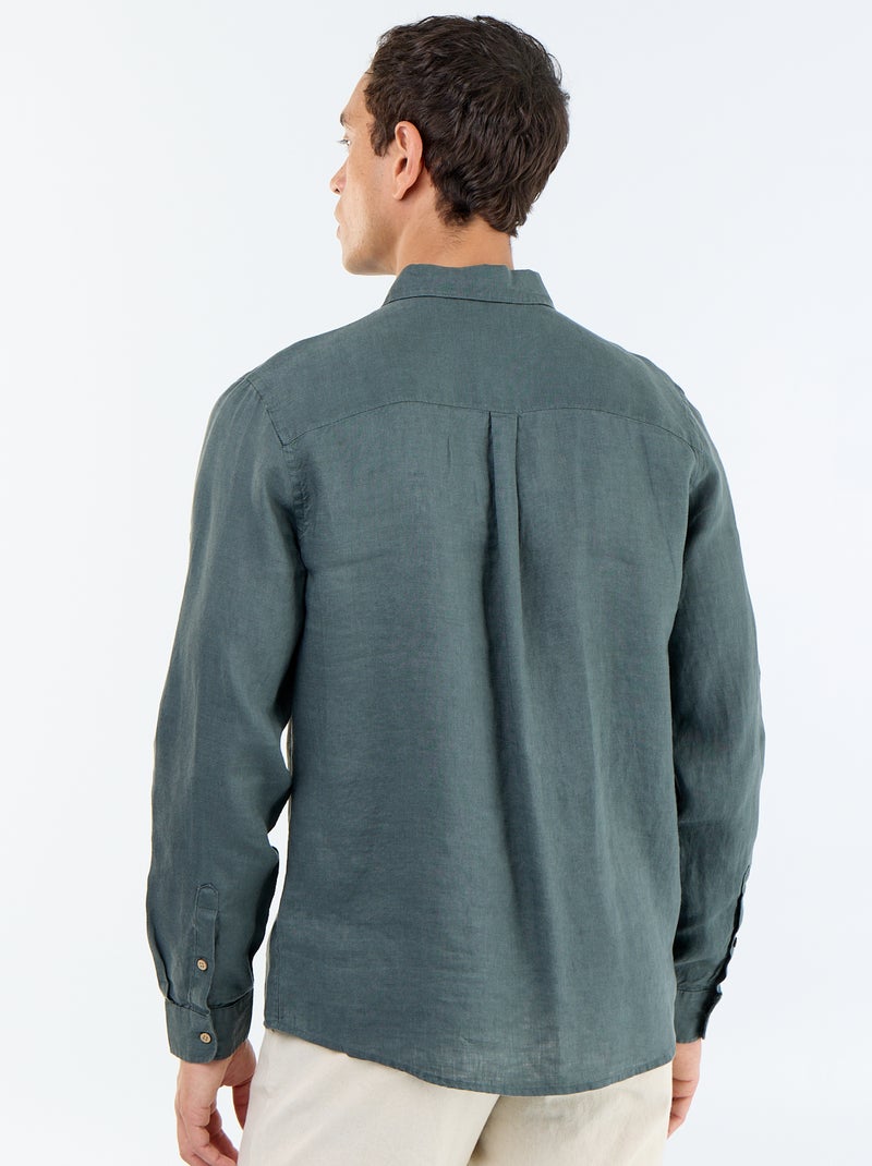 Linnen overhemd Kaki - Kiabi