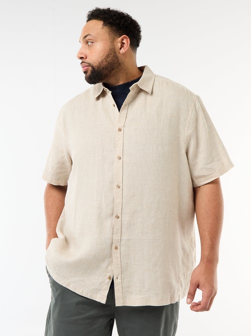 Linnen overhemd met korte mouwen - Kiabi