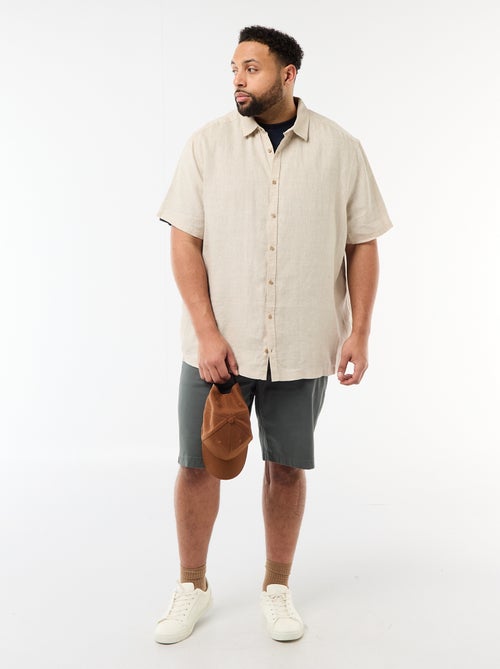 Linnen overhemd met korte mouwen - Kiabi