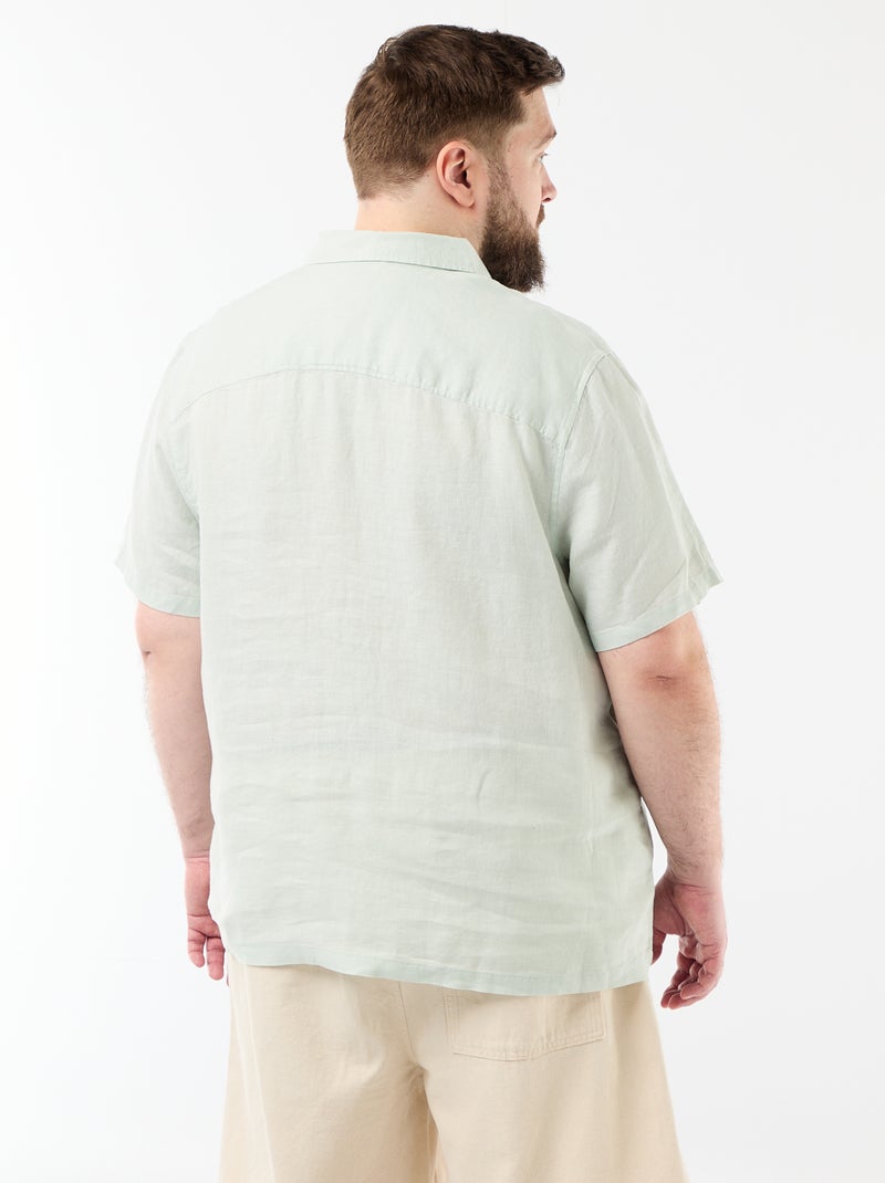 Linnen overhemd met korte mouwen Blauw - Kiabi