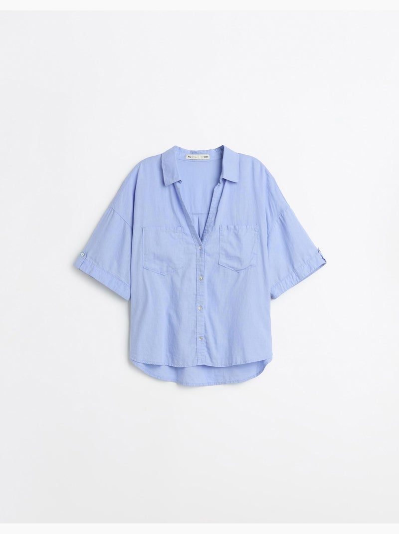 Linnen overhemd, MO Fashion Blauw - Kiabi
