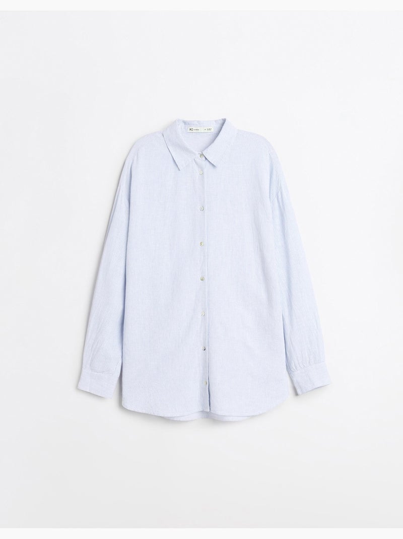 Linnen overhemd, MO Fashion Blauw - Kiabi
