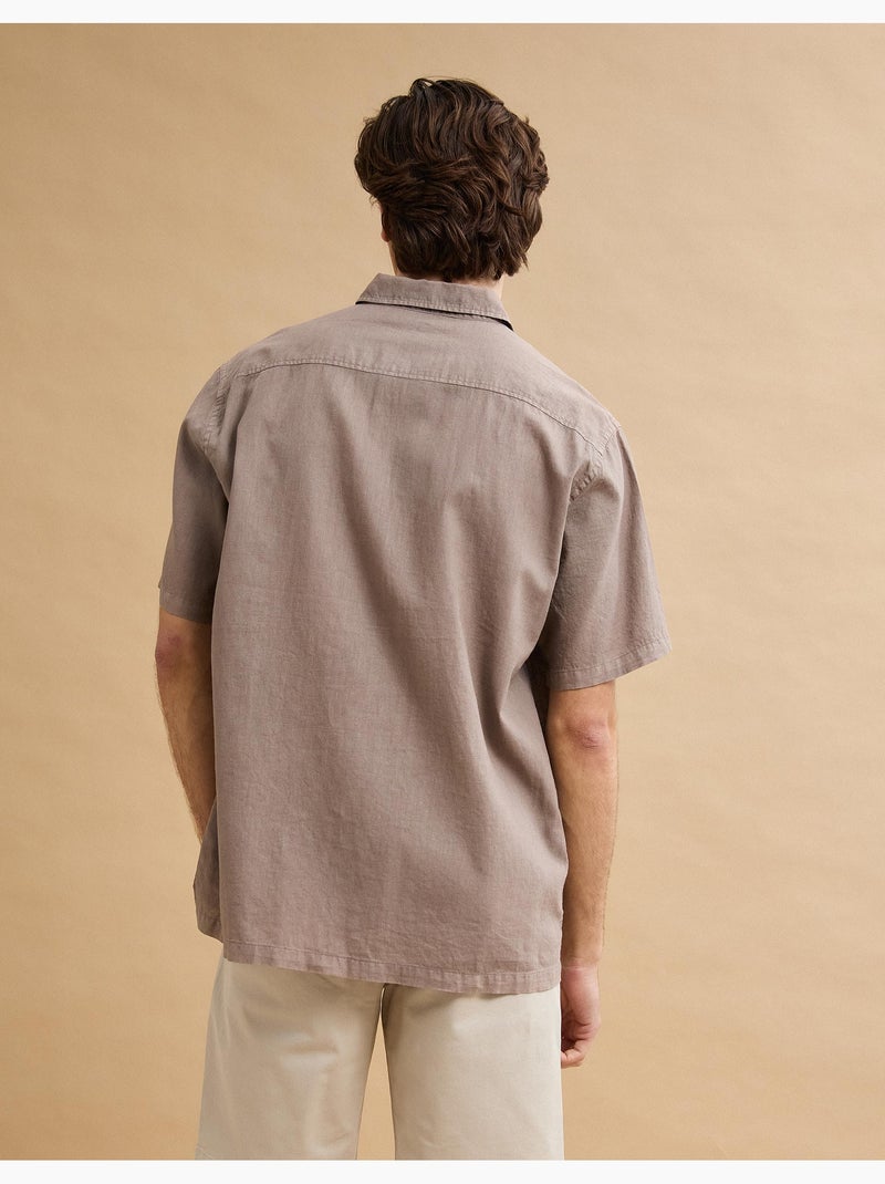 Linnen overhemd, MO Fashion Bruin - Kiabi