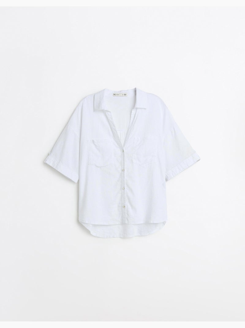 Linnen overhemd, MO Fashion Wit - Kiabi