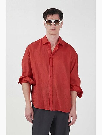 Linnen overshirt oversized voor heren giesto