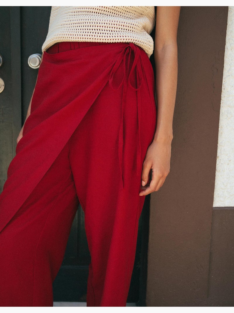 Linnen pareo broek, mo fashion Rood - Kiabi