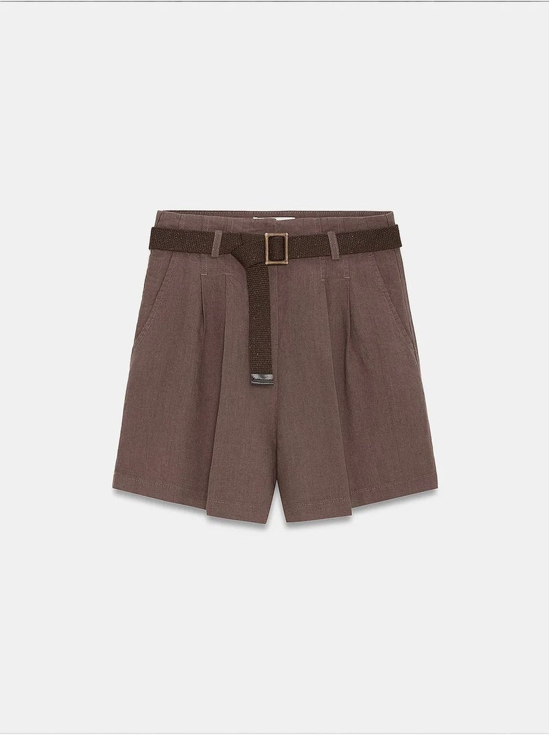 Linnen short dilvin Bruin - Kiabi