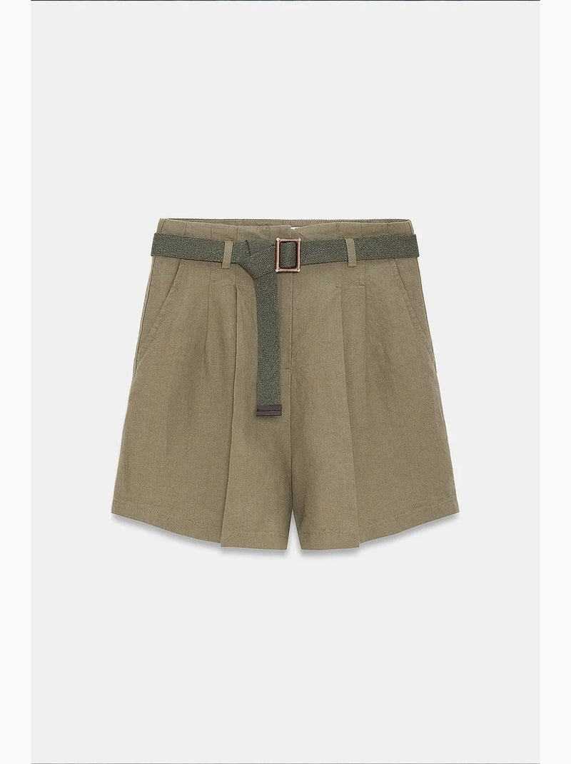 Linnen short dilvin Kaki - Kiabi