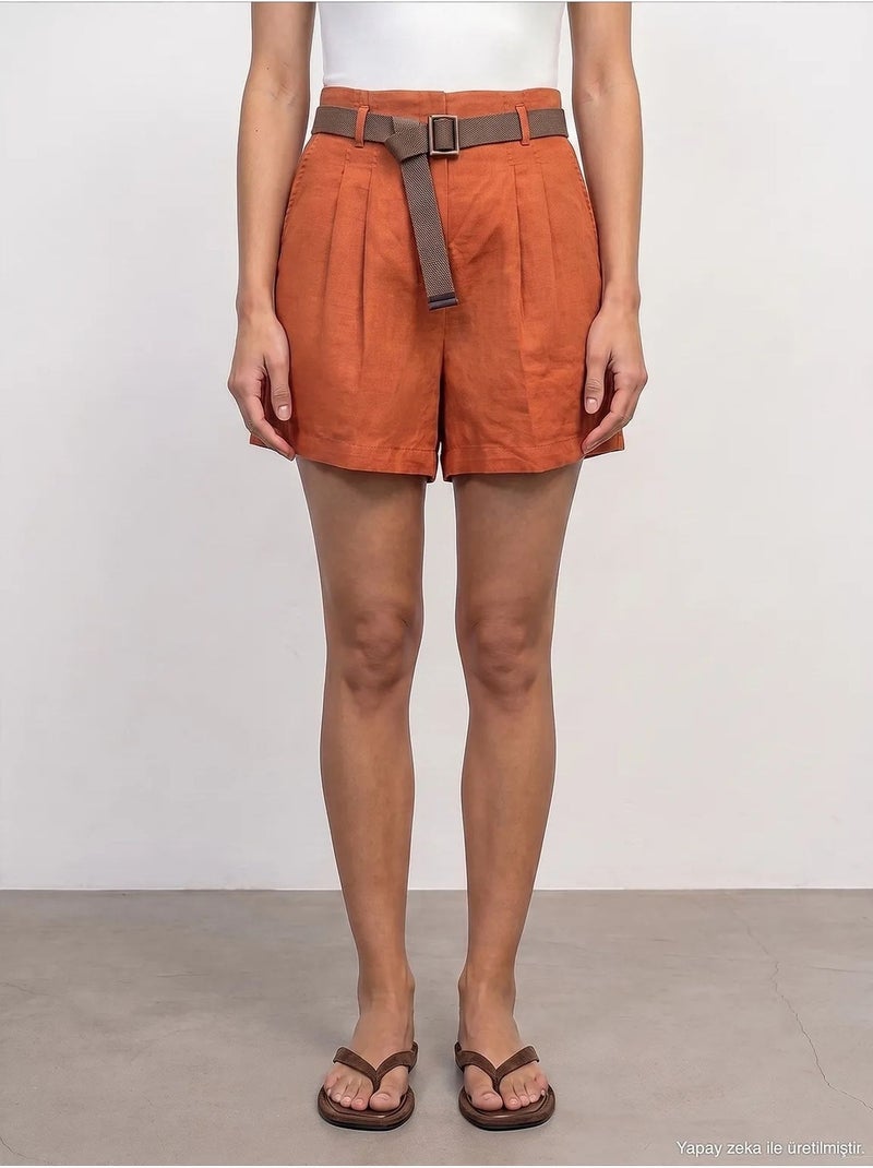 Linnen short dilvin Terracotta - Kiabi