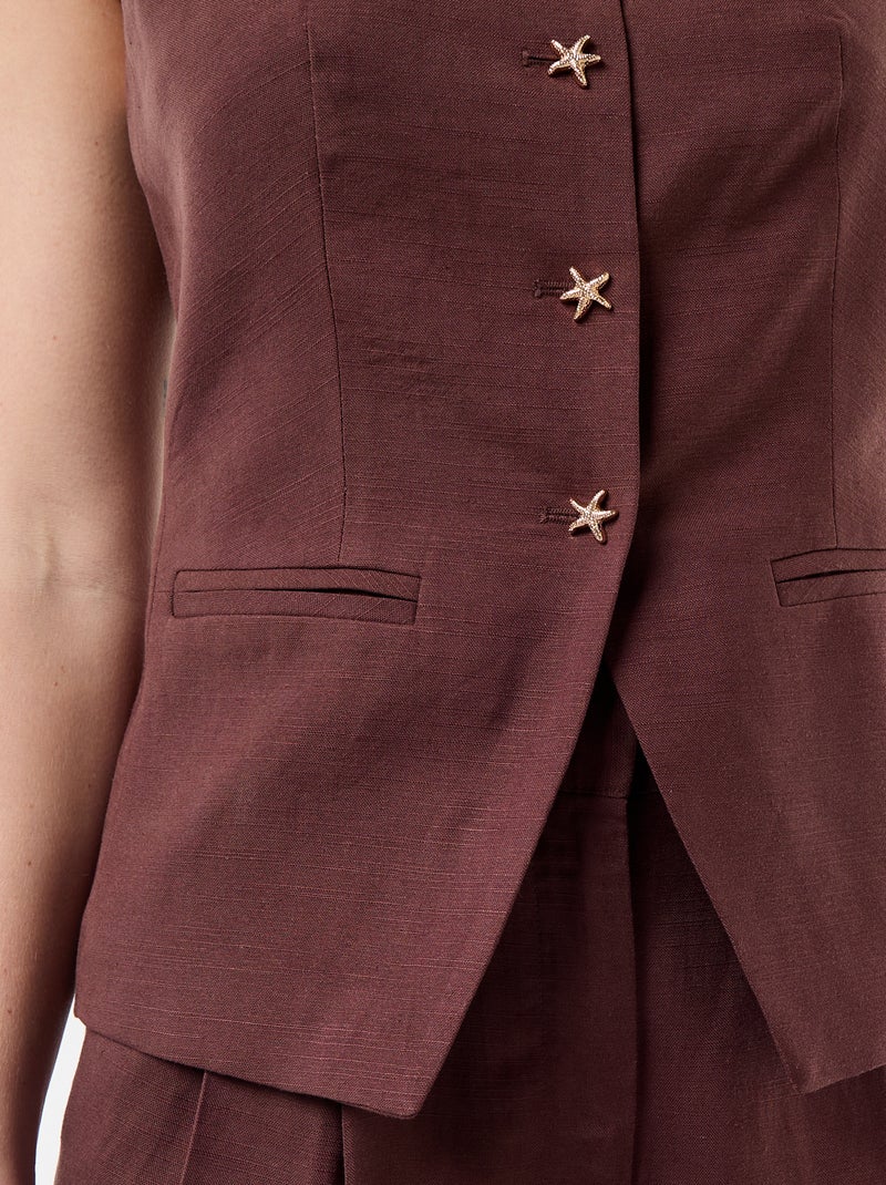 Linnen top in mouwloze jasstijl Bruin - Kiabi