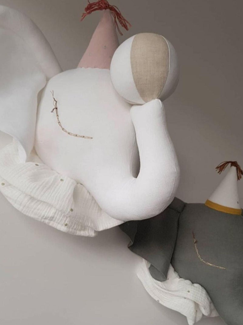 Linnen wanddecoratie voor kinderkamerwitte olifant Wit - Kiabi