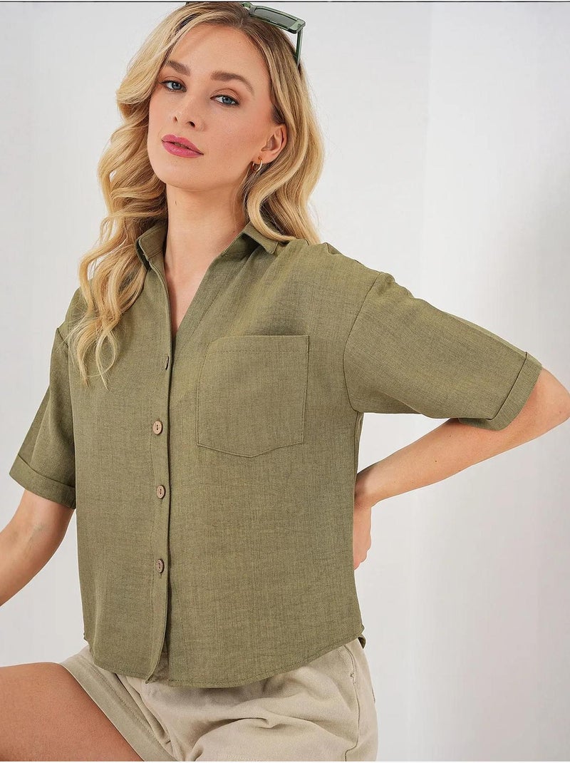 Linnenlook crop top bdart Kakigroen - Kiabi