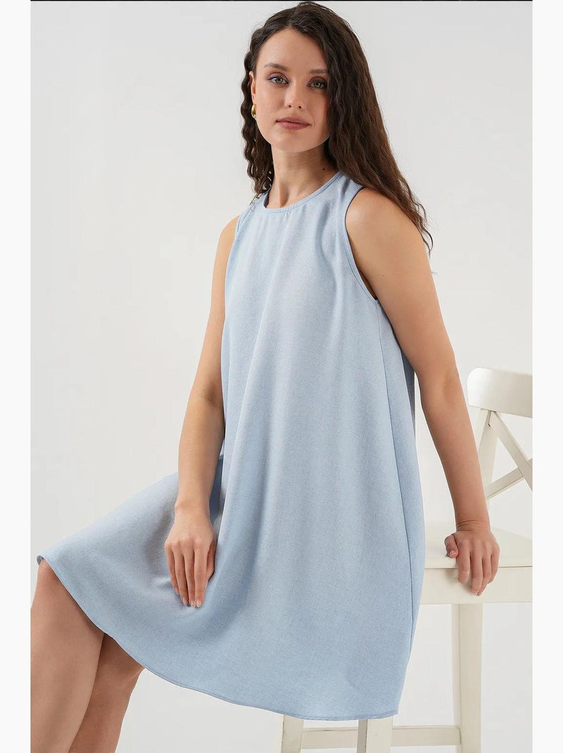 Linnenmix a-lijn mini-jurk bdart Pastelblauw - Kiabi