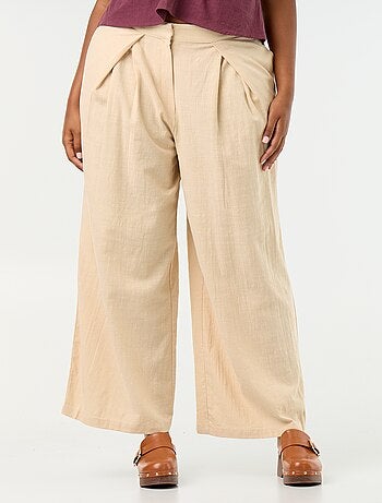 Linnenmix wide leg-broek