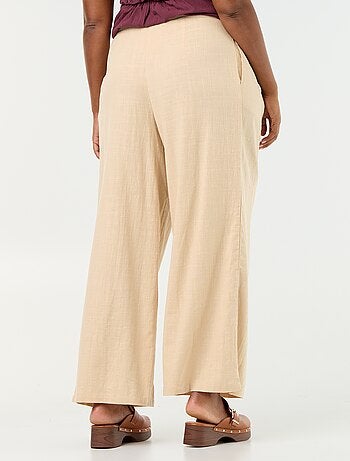 Linnenmix wide leg-broek