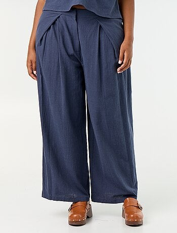 Linnenmix wide leg-broek