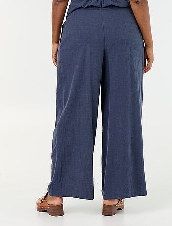 Linnenmix wide leg-broek