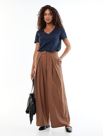 Linnenmix wide leg-broek