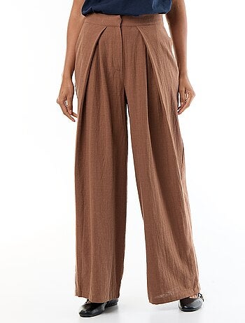 Linnenmix wide leg-broek