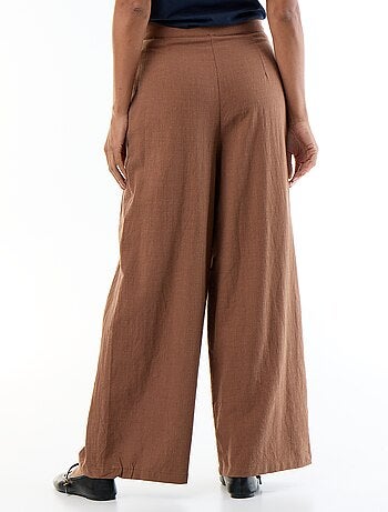 Linnenmix wide leg-broek