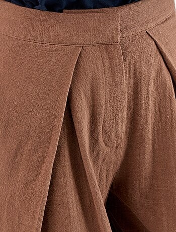 Linnenmix wide leg-broek