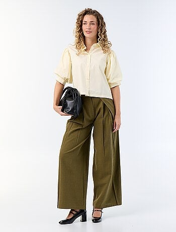 Linnenmix wide leg-broek
