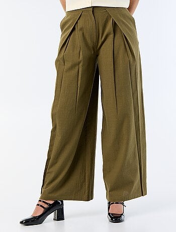 Linnenmix wide leg-broek